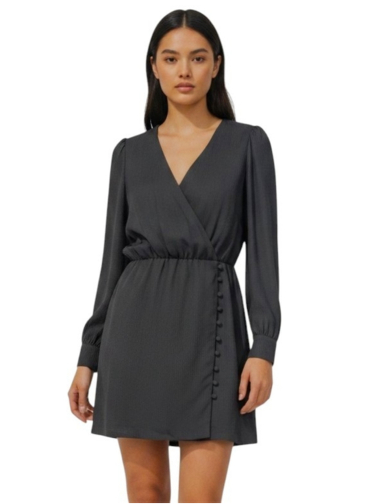 Sezane Dresses & Skirts - Sezane Shirine Black V-Neck Long Sleeve Dress Size 6 38
